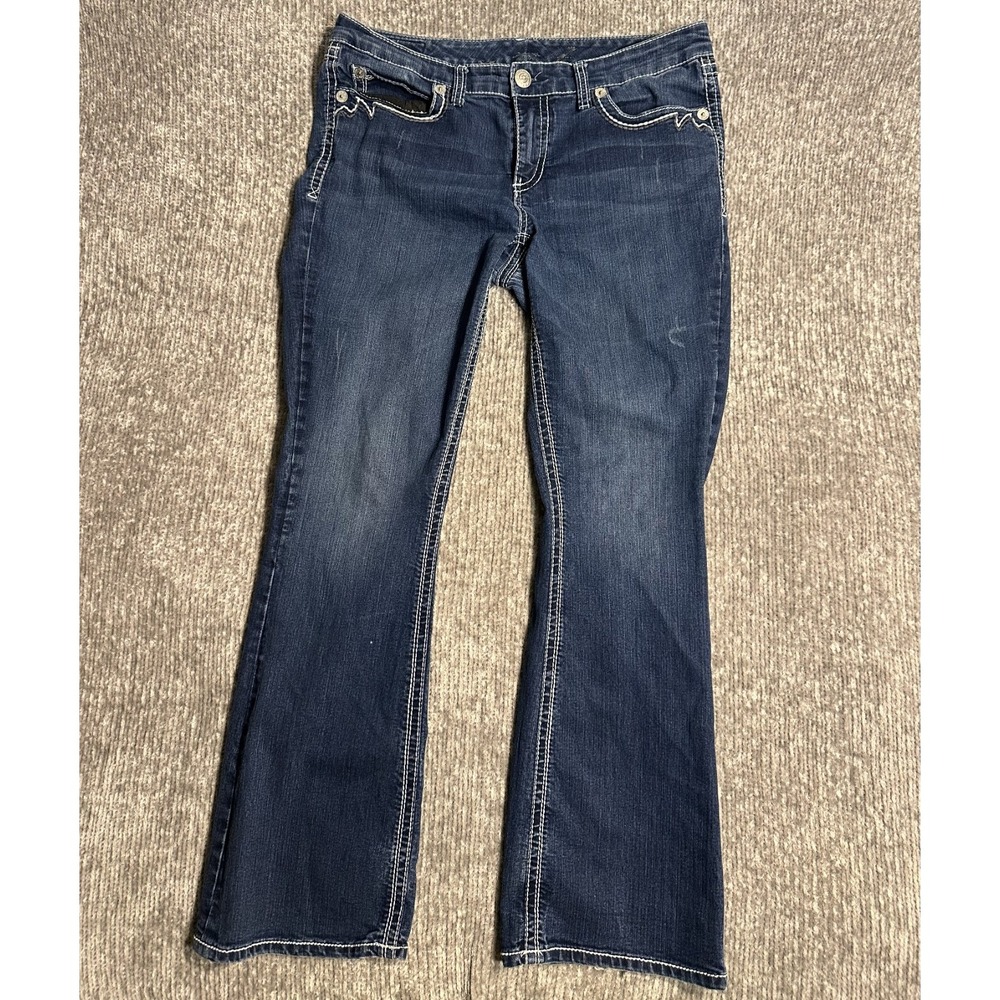 Seven7 Jeans Womens 14 Bootcut Y2K Embroidered Flap Pocket Western Dark Wash